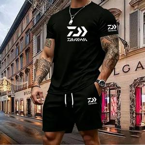 2026 패션 뉴 여름 야마토 낚시 티셔츠 남성용 야외 패턴 티셔츠 세트 여름 캐주얼 반팔 세트