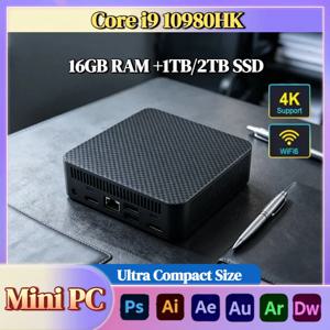 인텔 코어 i9 10980HK 휴대용 미니 PC 16GB DDR4 M.2 NVMe SSD 트리플 4K WiFi6 저소음 쿨링 사무실/가정용 데스크탑 2026 프로