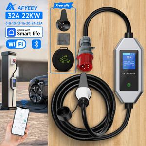 AFYEEV 22KW 32A 3상 Type2 휴대용 EV 충전기 Wi-Fi APP 제어 GB/T EVSE 충전 박스 전기 자동차용 충전소