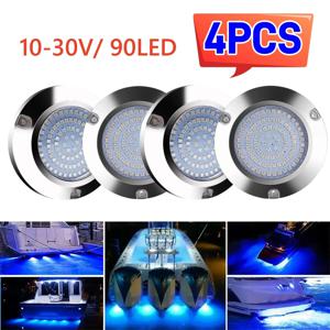 4PCS 수중 해양 빛 Subnautica 보트 조명 요트 보트 스피드 보트 90LED 12v 24v 60W 스테인레스 스틸 Transom 빛