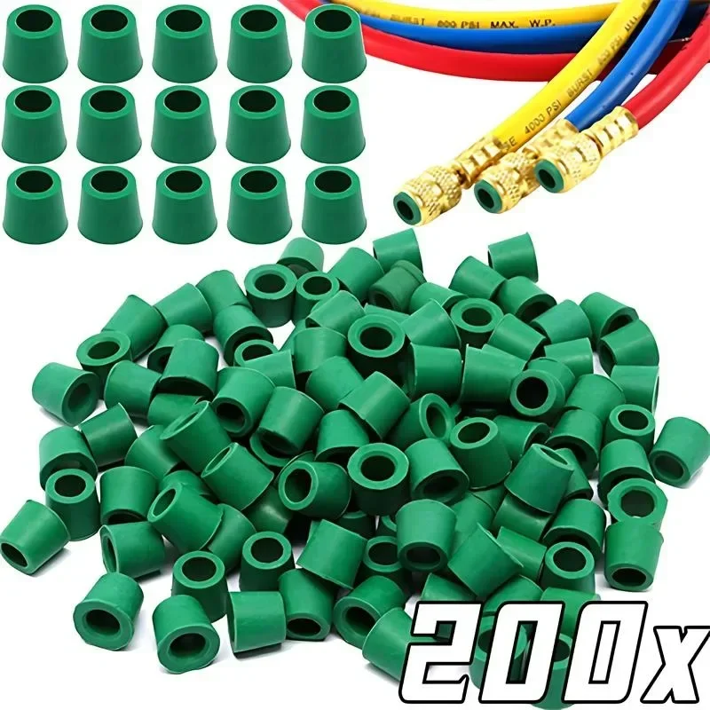 200-50PCS 고무 가스켓 에어컨 1/4 ''충전 호스 밸브 가스켓 매니 폴드 수리 씰 키트 교체 자동차 액세서리
