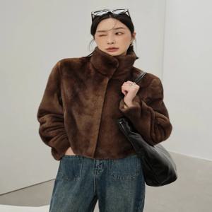 HDHOHR 2026 신상 리얼 밍크 퍼 코트 여성 패션 고급 통퍼 여성 코트 겨울용 두꺼운 따뜻한 리얼 밍크 퍼 재킷 여성용