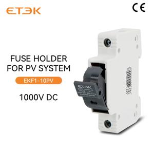 ETEC DC 태양광 퓨즈 홀더 1000V 1P 15A 20A 25A 광전지 퓨즈 베이스 링크 PV 시스템 GPV 10x38mm DIN 레일 EKF1-10PVH