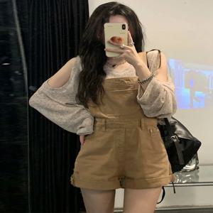 슬리밍 효과 짧은 청바지 오버올 여성 여름 얇은 하이 웨이스트 플러스 사이즈 데님 반바지 바지 캐주얼 패셔너블 의상