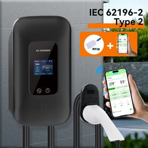IPENGEN Type2 EV 충전기 스테이션 32A 7KW 충전 스테이션 11KW 22KW 3상 IEC 62196-2 EVSE Wallbox 스마트 무선 APP 제어