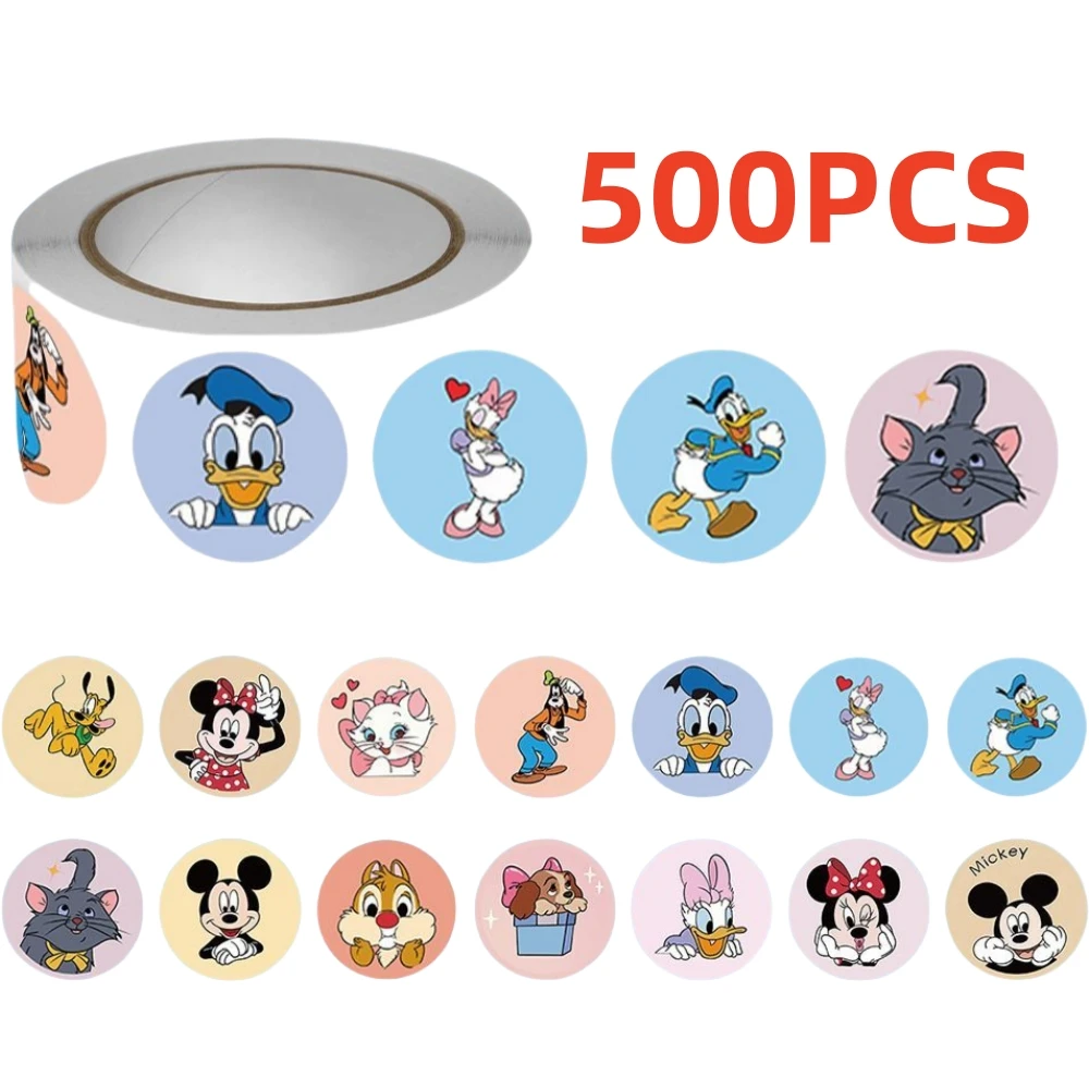 500PCS 만화 미키 마우스 디즈니 스티커 장식 DIY 노트북 데칼 롤 Stiker 보상 선물 어린이 클래식 장난감