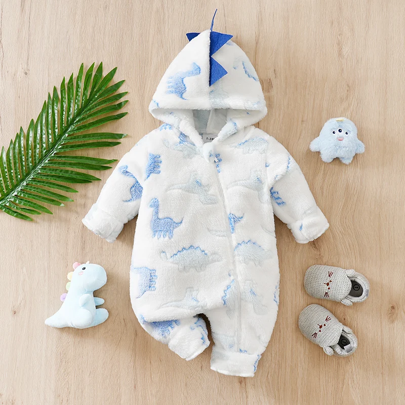 가을 공룡 새로운 스타일 캐주얼 만화 부드러운 옷 유아 점프 슈트 유아 점프 슈트 의상 Romper Onesie 인쇄 옷 소년
