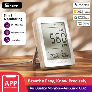 SONOFF SAWF-08P 에어가드 CO2 매터 오버 와이파이 공기질 모니터 다중 지표 환경 매터 알렉사 애플 홈 호환