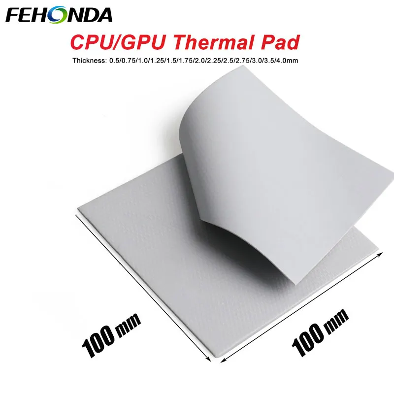 FEHONDA 열전도 패드 6W/mk 소프트 실리콘 열전도 패드 0.5/0.75/1.0/1.5/2.0/2.5/2.75/3.0/3.5/4.0mm GPU CPU PS4용