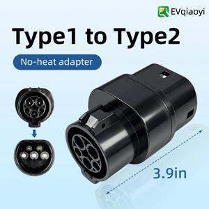 EVqiaoyi Type1 to Type2 어댑터 32A 7kW 커넥터 SAE J1772 EV 충전기 타입 2 전기차용 어댑터