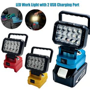 손잡이와 USB 인터페이스가 있는 마키타/밀워키/디월트 18V 배터리에 적합한 3인치 LED 작업등(배터리 없음)
