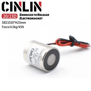 [20/23D] 전자석력 4.5KG/45N DC12V/24V (전기영구자석) 발전 및 방출을 위한 에너자이저 (D20mm x H23mm)