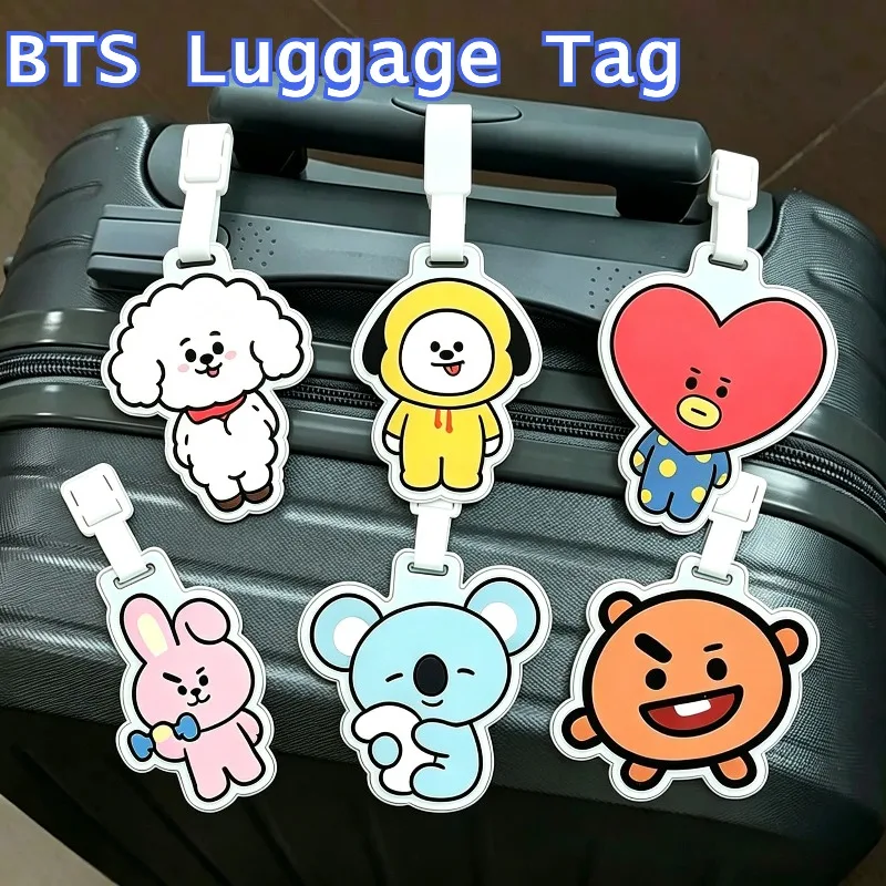 BT21 KOYA RJ SHOOKY MANG CHIMMY TATA COOKY 수하물 태그 도난 방지 수하물 상자 라벨 여행 액세서리 선물