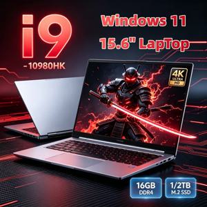 15.6인치 FHD 1080P 슬림 노트북, 인텔 코어 i9-10980HK, 32GB RAM 2TB M.2 SSD, 윈도우 11 프로, 백라이트 키보드 지문인식 잠금해제