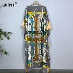 WINYI 드레스 패션 터키 드레스 보헤미아 프린트 다쉬키 여성 무슬림 롱 카프탄 여름 컬러 아프리카 드레스 여성용 베스티도