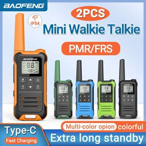 Baofeng F22 미니 워키토키 장거리 방수 C타입 충전기 PMR 446 FRS 휴대용 양방향 라디오, 캠핑용, 2 개
