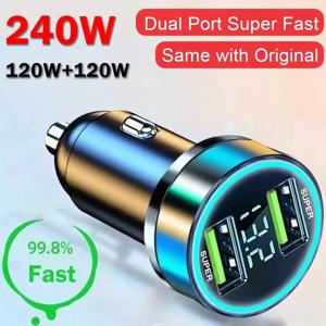 240W 차량용 충전기 듀얼 USB 포트 아이폰용 디지털 디스플레이가 있는 고속 충전 충전기 어댑터 삼성 샤오미 퀵차지 3.0