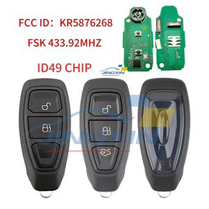 징신KR 5876268   Ford Kuga Fiesta Focus Grand C-Max 2011+ 433Mhz ID49 Keyless Go F1ET 15K601 AE/AF 키용 스마트 원격 자동차 키