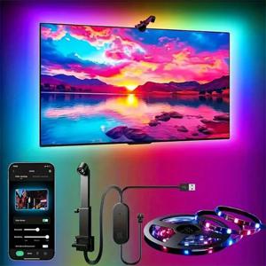 RGBIC LED TV 백라이트 스트립 (카메라 앱 컨트롤, 음악 동기화, 게임룸용 스마트 조명, 55-75인치, 앰비언트 조명)