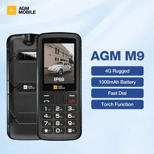 AGM M9 4G 듀얼 SIM 1000mAh 배터리 피처폰 2.4인치 대형 화면 큰 버튼 빠른 전화 통화 손전등 방수 휴대폰 노인용