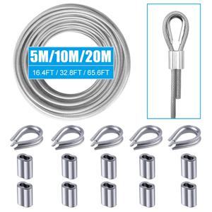 루프 슬리브와 스틸 틴블이 포함된 2mm PVC 와이어 로프 키트, 데크 난간 시스템, 야외 걸이용 키트, 빨랫줄용