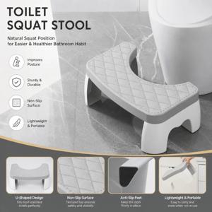 1개입 두꺼운 미끄럼 방지 변기 스쿼트 스툴 U자형 욕실 변기 발판 인체공학적 쪼그리고 앉는 자세 보조 도구 (성인용)