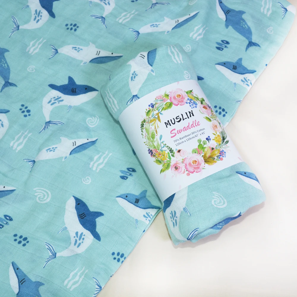 Eezkoala 대나무 면 120*110cm 2 레이어 신생아 목욕 타올 랩 모슬린 Swaddle 담요