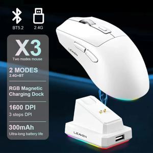 NexusClick 경량 RGB 백라이트 듀얼 모드 무선 마우스, 자기 충전 베이스 조절 가능한 DPI 인체공학적 게이밍 마우스 (업무용)