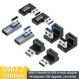 USB A 암-USB A 수 어댑터 90도/180도 변환기 10Gbps 전송, 노트북 USB 포트 장치에 적합