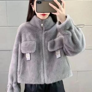 여성용 신상 패션 짧은 인조 모피 따뜻한 캐주얼 편안한 루즈핏 다용도 부드러운 털 방풍 무털빠짐 피부 친화적 코트