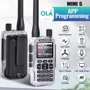 2PCS BAOFENG 미니 5 듀얼 PTT 워키 토키 블루투스 APP 프로그래밍 AM/FM NOAA TYPE-C 충전기 업그레이드 UV-5R 미니 햄 라디오