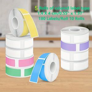 5롤 라벨 테이프, 포모모 휴대용 감열 프린터와 호환, 14 X 40mm, 사무실, 학교 및 가정용으로 적합, 컬러