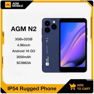 AGM N2 미니 스마트폰 3GB+32GB IP54 컴팩트 사이즈 4.96인치 디스플레이 안드로이드 16 GO 3000mAh 배터리 듀얼심 저렴한 미니폰