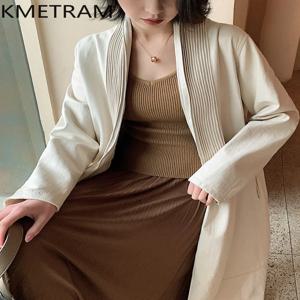 KMETRAM 리얼 이탈리아 양가죽 가죽 자켓 여성 우아한 롱 트렌치 코트 벨트가 있는 가을 자켓 새로운 여성 의류 2026
