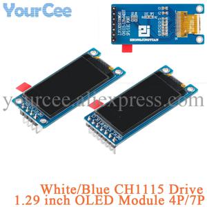 OLED LCD 스크린 디스플레이 모듈, 1.29 인치, 1.29 인치, CH1115, 128x64, IIC I2C, 128x64, 화이트 블루, 4P, 7P