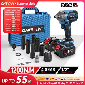 ONEVAN 1200N.m 브러시리스 전기 임팩트 렌치 1/2인치 무선 전기 스크루드라이버 드릴 공구 (마키타 18V 배터리 핀용)
