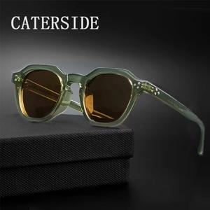 CATERSIDE 레트로 편광 선글라스 남성 초경량 TR90 프레임 다각형 여성 선글라스 야외 고품질 여행 안경