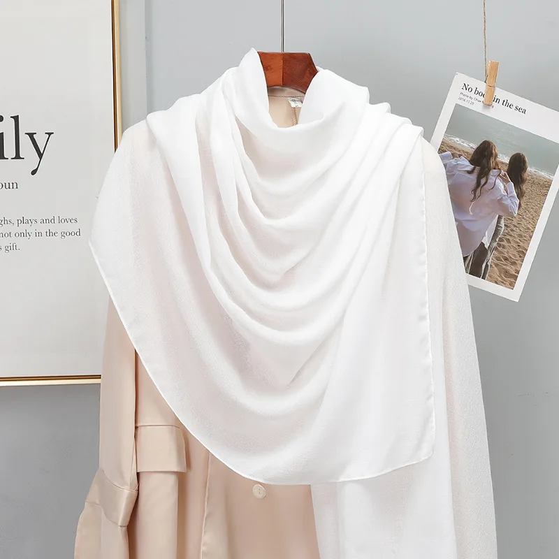 여성을위한 일반 솔리드 코튼 스카프 겨울 따뜻한 술 리넨 파시미나 스카프 Hijab 레이디 Foulard Shawls 랩 여성 두건 새로운