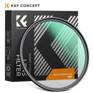 K&F Concept 1/2 1/4 1/8 블랙 미스트 디퓨전 카메라 렌즈 필터 49mm 52mm 58mm 62mm 67mm 72mm 77mm 82mm 클리닝 천 포함