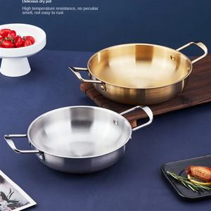 스테인레스 스틸 조리기구 냄비 손잡이가있는 건조 냄비 홈 요리 파에야 팬 해산물 밥 냄비 피크닉 스낵 접시