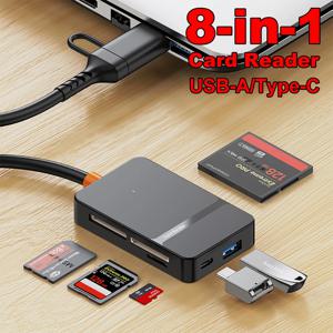 8 in 1 카드 리더기 USB3.0 유형 C-SD TF CF MS 메모리 카드 어댑터 다기능 카드 리더기 5Gbps 고속 전송