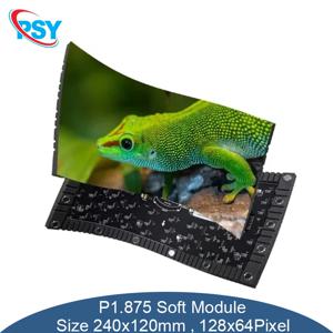 P1.875 LED 소프트 풀 컬러 모듈 240x120mm SMD 램프 128x64 픽셀 HUB75 인터페이스 32Scan 3840hz RGB 유연한 구부릴 수 있는 디스플레이