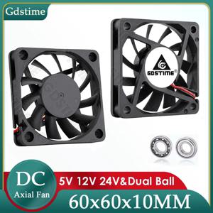 Gdstime 60MM 팬 24V 12V 5V 쿨러 60x60x10MM 축 냉각 팬 6010 PC 케이스 CPU 냉각 용 듀얼 볼 브러시리스 Dupont USB 팬