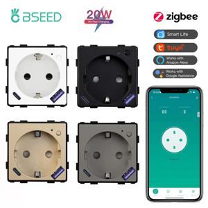BSEED Zigbee 스마트 소켓 부품 전원 모니터 콘센트 USB Type-C DIY 부품 20W 고속 충전 Tuya Smart Life Alexa App 제어