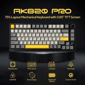 아자즈 AK820/AK820Pro 게이밍 기계식 키보드 블루투스 5.1/무선/유선 커스텀 키보드 열교환 밀폐 버튼