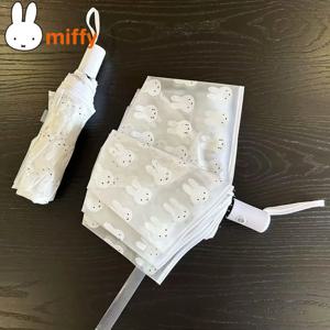 귀여운 미피 카와이 서리로 덥은 투명 우산 사랑스러운 학생 완전 자동 휴대용 만화 토끼 접는 우산 선물