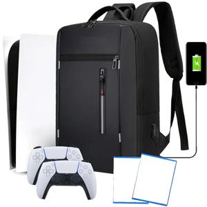 PS5 액세서리 용 USB 포트가있는 PlayStation 5 콘솔 여행용 가방 용 다기능 보관 가방 게임 콘솔 배낭