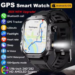 2025 새로운 SmartWatch 남자 Militray 야외 GPS 스포츠 시계 심박수 수면 방수 스마트 시계 IOS 안드로이드
