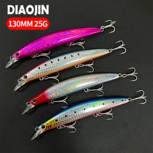 130mm 25g 롱 캐스팅 플로팅 저크베이트 낚시 미끼 고품질 훅 포함 바닷물용 워블러 미노우 농어, 농어류, 잉어, 파이크용