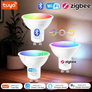 Tuya GU10 LED 전구 WiFi Zigbee 블루투스, RGB C+W 백색 조광 가능 램프, 스마트 라이프 앱 제어 LED 전구, 음성 알렉사 구글